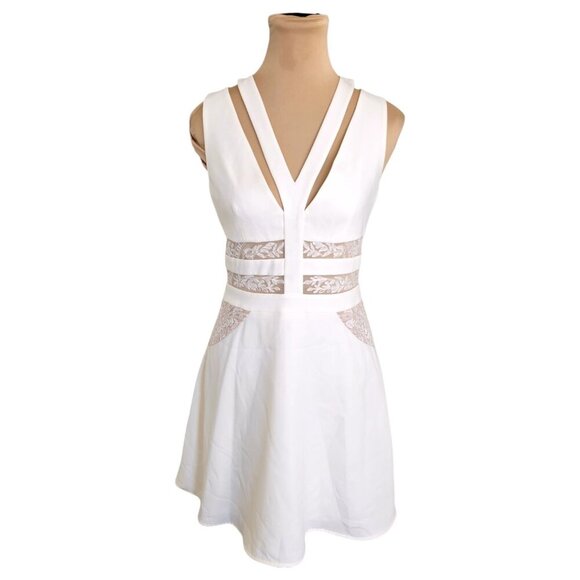BCBGMaxazria NWT Shay Edgy Strap White Lace Dress Sz 2 - Picture 1 of 11